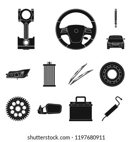 Isolated object of auto and part logo. Collection of auto and car stock vector illustration.