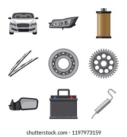 Isolated object of auto and part logo. Collection of auto and car stock symbol for web.
