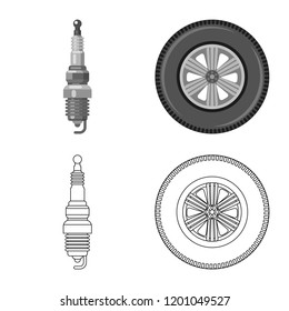 Isolated object of auto and part logo. Collection of auto and car stock symbol for web.