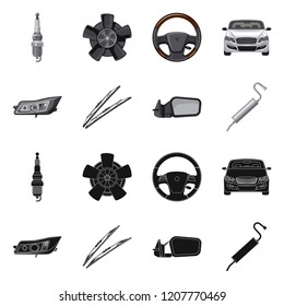 Isolated object of auto and part logo. Set of auto and car stock symbol for web.