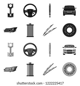 Isolated object of auto and part logo. Set of auto and car vector icon for stock.