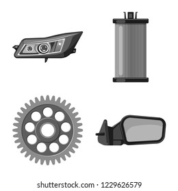 Isolated object of auto and part logo. Set of auto and car stock vector illustration.