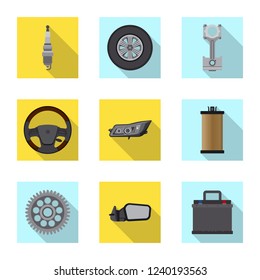 Isolated object of auto and part logo. Set of auto and car stock vector illustration.