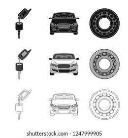 Isolated object of auto and part logo. Collection of auto and car stock vector illustration.