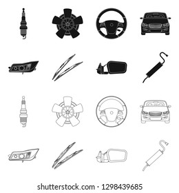 Isolated object of auto and part logo. Set of auto and car stock vector illustration.