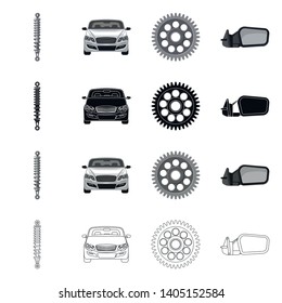 Isolated object of auto and part logo. Collection of auto and car stock vector illustration.