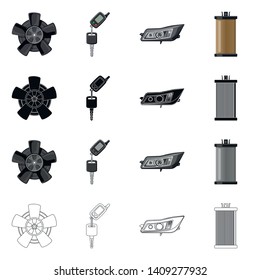 Isolated object of auto and part logo. Set of auto and car vector icon for stock.
