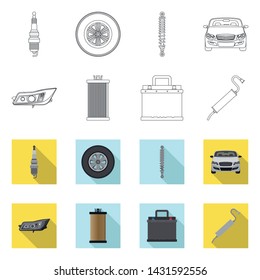 Isolated object of auto and part logo. Collection of auto and car stock symbol for web.