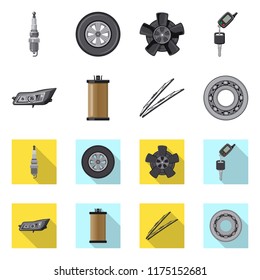 Isolated object of auto and part sign. Set of auto and car stock vector illustration.