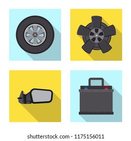 Isolated object of auto and part sign. Set of auto and car stock symbol for web.