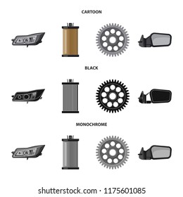 Isolated object of auto and part sign. Collection of auto and car vector icon for stock.