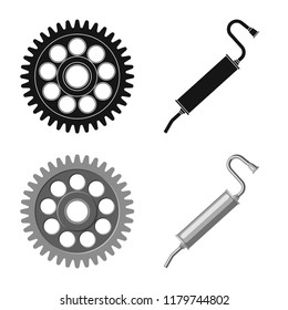 Isolated object of auto and part sign. Set of auto and car vector icon for stock.
