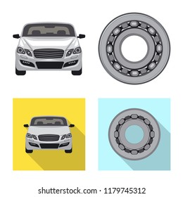 Isolated object of auto and part sign. Set of auto and car stock symbol for web.