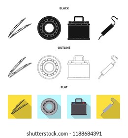 Isolated object of auto and part sign. Set of auto and car stock symbol for web.