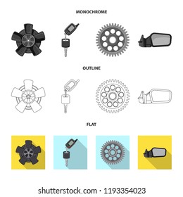 Isolated object of auto and part sign. Set of auto and car stock symbol for web.