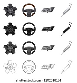 Isolated object of auto and part sign. Set of auto and car vector icon for stock.