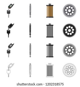 Isolated object of auto and part sign. Set of auto and car vector icon for stock.