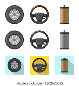 Isolated object of auto and part sign. Set of auto and car stock symbol for web.