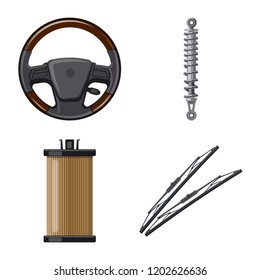 Isolated object of auto and part sign. Set of auto and car stock symbol for web.