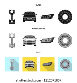 Isolated object of auto and part sign. Collection of auto and car stock symbol for web.
