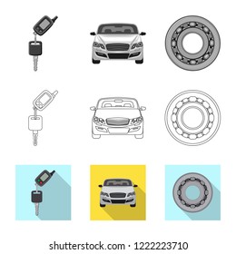 Isolated object of auto and part sign. Set of auto and car stock symbol for web.