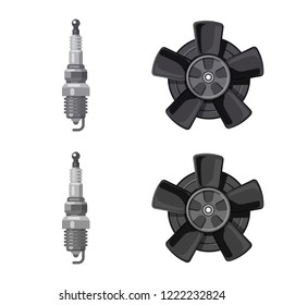 Isolated object of auto and part sign. Set of auto and car stock symbol for web.