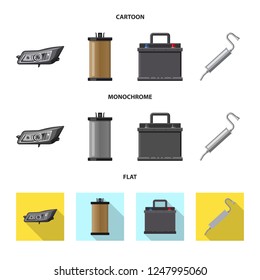 Isolated object of auto and part sign. Collection of auto and car stock vector illustration.