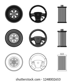 Isolated object of auto and part sign. Collection of auto and car stock vector illustration.