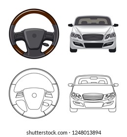 Isolated object of auto and part sign. Set of auto and car vector icon for stock.