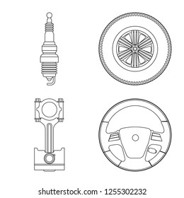 Isolated object of auto and part sign. Set of auto and car stock vector illustration.