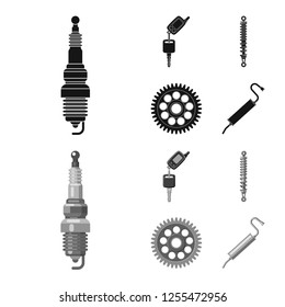 Isolated object of auto and part sign. Set of auto and car vector icon for stock.