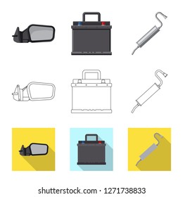 Isolated object of auto and part sign. Collection of auto and car stock vector illustration.