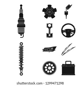 Isolated object of auto and part sign. Collection of auto and car stock symbol for web.