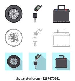 Isolated object of auto and part sign. Collection of auto and car stock symbol for web.
