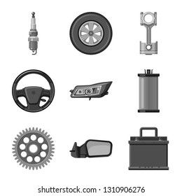 Isolated object of auto and part sign. Collection of auto and car stock symbol for web.