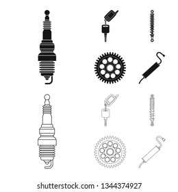 Isolated object of auto and part sign. Collection of auto and car stock symbol for web.