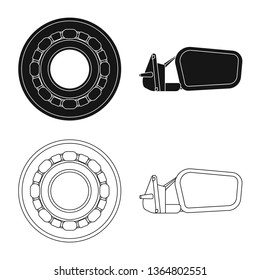 Isolated object of auto and part sign. Set of auto and car stock symbol for web.