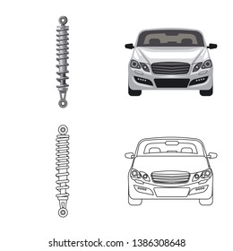 Isolated object of auto and part sign. Set of auto and car stock vector illustration.
