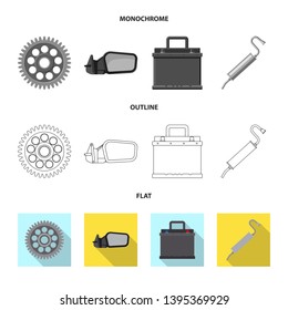 Isolated object of auto and part sign. Collection of auto and car stock symbol for web.