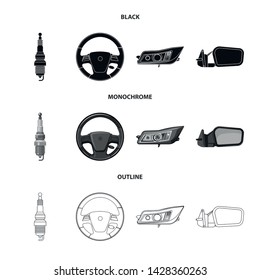 Isolated object of auto and part sign. Collection of auto and car vector icon for stock.