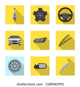 Isolated object of auto and part symbol. Set of auto and car vector icon for stock.