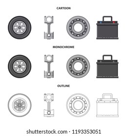 Isolated object of auto and part symbol. Collection of auto and car vector icon for stock. Isolated object of auto and part symbol. Collection of auto and car vector icon for stock.
