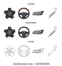 Isolated object of auto and part symbol. Collection of auto and car stock symbol for web.