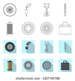 Isolated object of auto and part symbol. Collection of auto and car stock vector illustration.