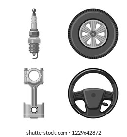 Isolated object of auto and part symbol. Set of auto and car vector icon for stock.