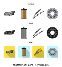 Isolated object of auto and part symbol. Set of auto and car vector icon for stock.
