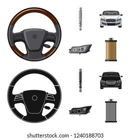 Isolated object of auto and part symbol. Set of auto and car vector icon for stock.