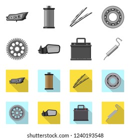 Isolated object of auto and part symbol. Collection of auto and car stock symbol for web.