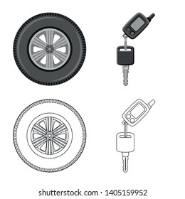 Isolated object of auto and part symbol. Set of auto and car stock symbol for web.