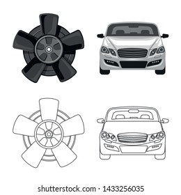 Isolated object of auto and part symbol. Set of auto and car vector icon for stock.
